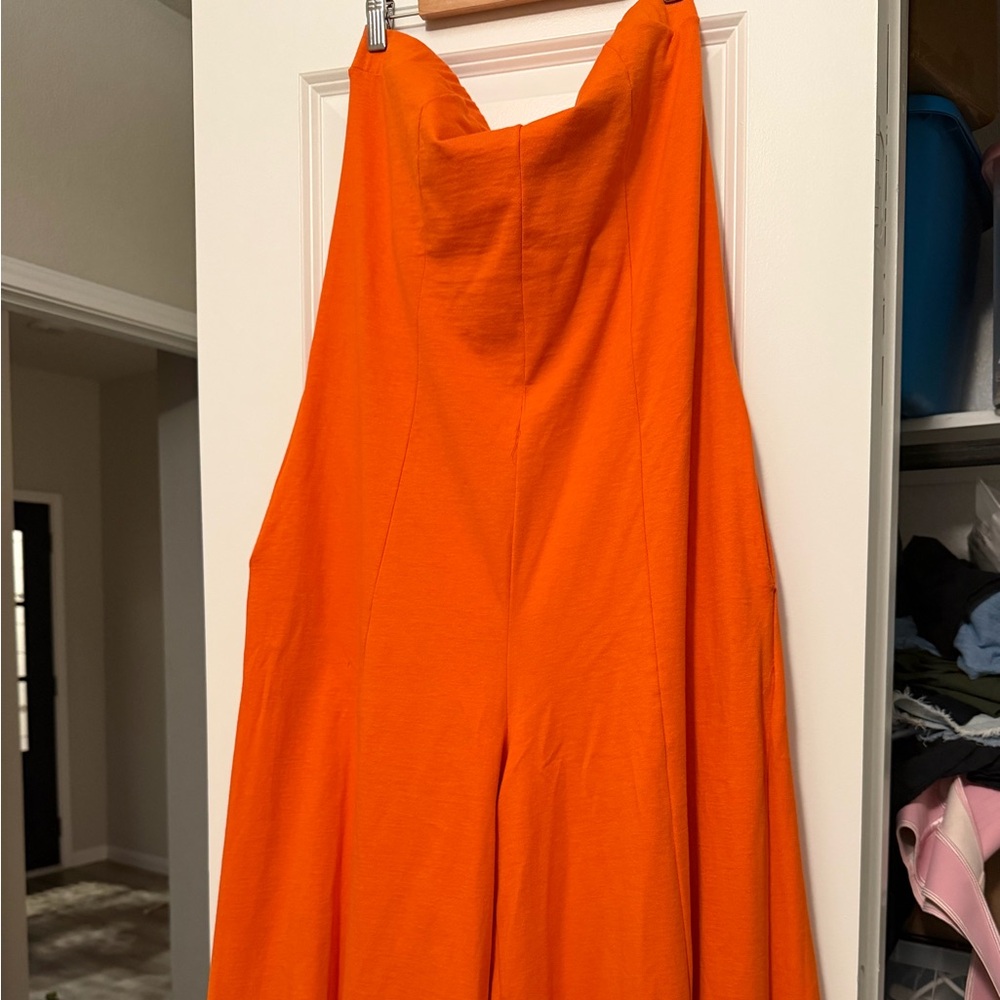Free People Bright Orange Wide Leg Jumpsuit